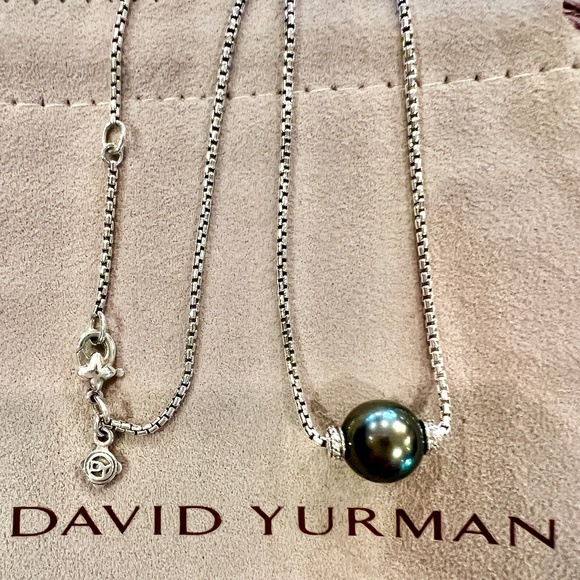 DAVID YURMAN Tahitian Pearl and Diamond Pendant Necklace - Picture 1 of 8